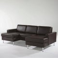Brown leather couch with three sections Royalty Free Stock Photo