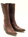 Brown leather cowboy boots isolated