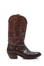 Brown leather cowboy boots on white