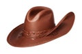 Brown leather cowboy hat isolated on white background