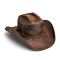 Brown Leather Cowboy Hat on White Background Royalty Free Stock Photo