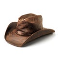 Brown Leather Cowboy Hat on White Background Royalty Free Stock Photo