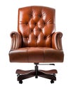 brown leather desk chair on white background Royalty Free Stock Photo