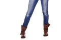 Brown leather female boots Royalty Free Stock Photo