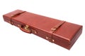 Brown leather guncase with fasteners isolated on white Royalty Free Stock Photo