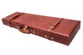 Brown leather guncase with fasteners isolated on white Royalty Free Stock Photo