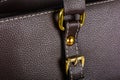Brown leather handbag clasp Royalty Free Stock Photo