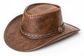 Brown Leather Hat Isolated on White Background Royalty Free Stock Photo