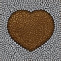 Brown leather heart background with silver sequin frame