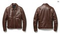 Brown leather jacket with studded details and zipper closure Royalty Free Stock Photo