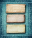 Brown leather jeans labels Royalty Free Stock Photo