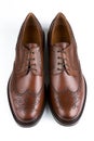 Brown leather male Oxfords shoes with Brogue Royalty Free Stock Photo