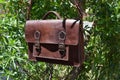 Brown leather messenger bag Royalty Free Stock Photo