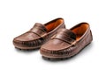 Leather Moccasins isolated on a white background. Generative AI Royalty Free Stock Photo