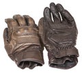Brown leather motorcycle gloves isolated on a white background Royalty Free Stock Photo