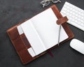 Brown leather notebook Royalty Free Stock Photo