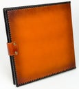 Brown leather photo album cover with decorative frame Royalty Free Stock Photo