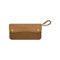 Brown leather purse, money and finance vector Illustration on a white background Royalty Free Stock Photo