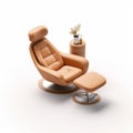 Hyper-realistic Sci-fi Lounge Chair With Ottoman In Light Brown Royalty Free Stock Photo