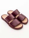 Brown leather sandals on white background. Royalty Free Stock Photo