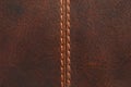 Brown leather with seam Royalty Free Stock Photo