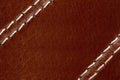 Brown leather with seam background. Royalty Free Stock Photo