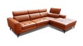 Brown leather sectional sofa with a headrest and a foot rest Royalty Free Stock Photo
