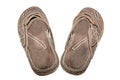 Brown leather slippers isolated Royalty Free Stock Photo