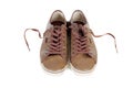 Brown leather sneakers isolated Royalty Free Stock Photo