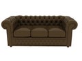 Brown leather sofa on white background