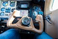 Brown leather steering wheel aircraft