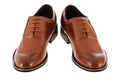 Brown leather and suede men`s shoes isolated on a white background with clipping path Royalty Free Stock Photo