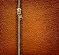 Brown leather texture background with zipper Royalty Free Stock Photo