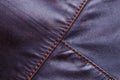 Brown leather texture with stitched seam, details of leather jac