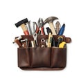Leather Tool Pouch Filled with Assorted Hand Tools Royalty Free Stock Photo