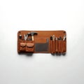 Leather Tool Pouch with Hand Tools Isolated on White Background Royalty Free Stock Photo
