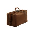 Brown leather vintage bag isolated on white Royalty Free Stock Photo