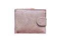 Brown leather wallet with  banknotes top view isolated on white background , clipping path Royalty Free Stock Photo