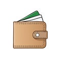 Brown Leather Wallet with Cards and Cash Royalty Free Stock Photo