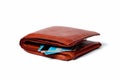 Brown leather wallet with credit cards