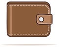Brown leather wallet illustration, isolated on white background, vector Royalty Free Stock Photo