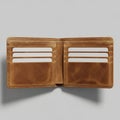 Brown leather wallet open against a neutral background. It features multiple credit card Royalty Free Stock Photo