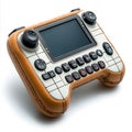 Brown Leather Wrapped Gaming Controller with Screen and Buttons Royalty Free Stock Photo