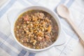 Brown lentil stew in bowl Royalty Free Stock Photo