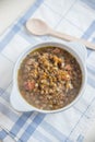 Brown lentil stew in bowl Royalty Free Stock Photo