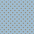 Brown on light blue love heart and dotted line pattern seamless repeat background Royalty Free Stock Photo