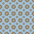 Brown on light blue with two different sized stars with squares and circles seamless repeat pattern background Royalty Free Stock Photo