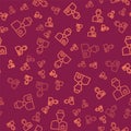 Brown line Analyst engineer icon isolated seamless pattern on red background. Vector