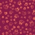 Brown line Auto service check automotive icon isolated seamless pattern on red background. Car service. Vector Royalty Free Stock Photo