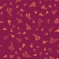 Brown line Broken pot icon isolated seamless pattern on red background. Vector Royalty Free Stock Photo